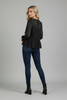 Black baby doll top with back button and lining