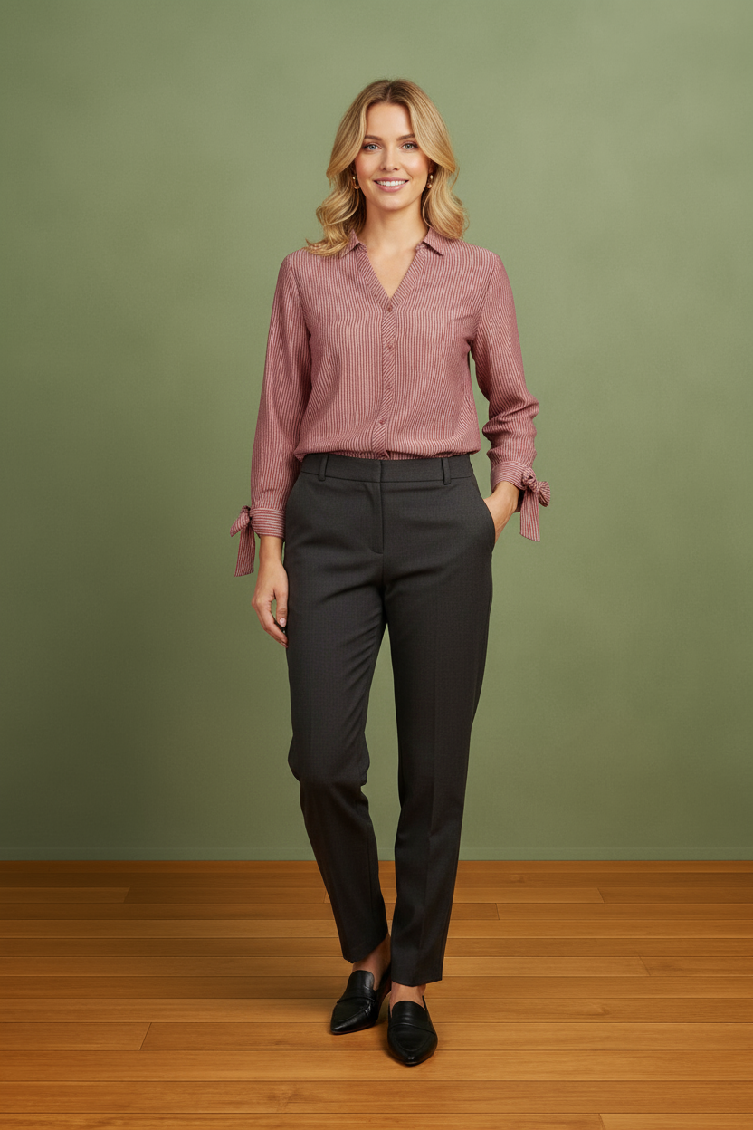 The Bow & Button Stripe Shirt