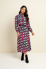 Mod Mosaic midi belted dress with vibrant multi-print