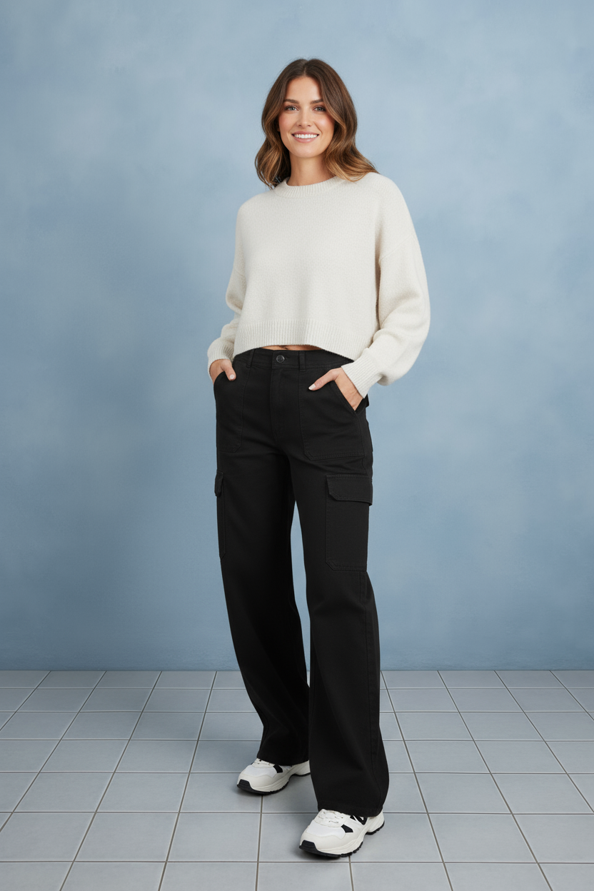 High Waisted Wide Leg Cargo Pants