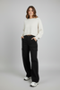 Black high-waist wide-leg cargo pants in 100% cotton, front view