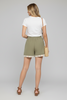 Sage mixed print shorts, side view