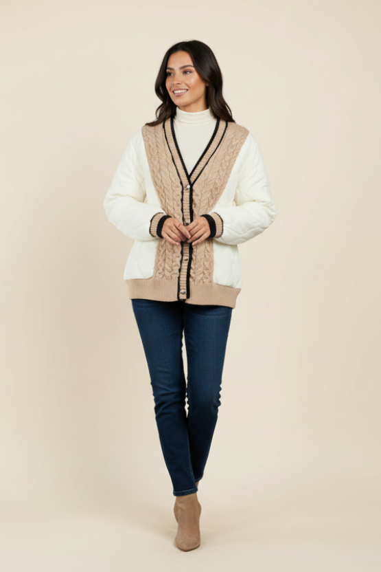Cozy Luxe cable knit puffer jacket