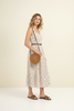 Slip-on sandal with X-shaped strap, back heel view