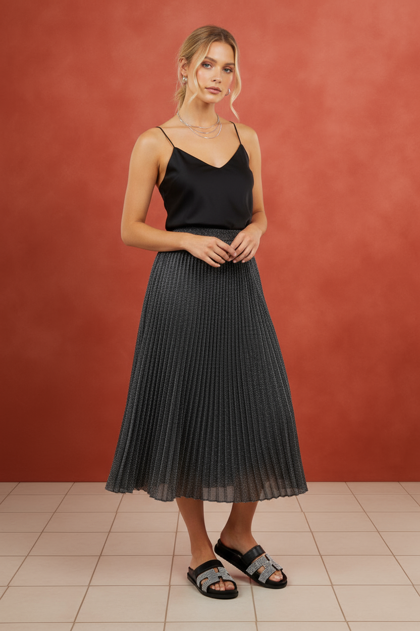 STARDUST BLACK EMBELLISHED SLIP ON SLIDES