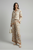 Beige and cream floral wide-leg pant set