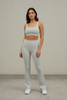 Two-piece square neck sports bra and flare legging set, front view