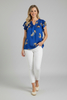 Cheetah print split-neck boxy top