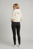 Oatmeal hooded denim crop jacket front view