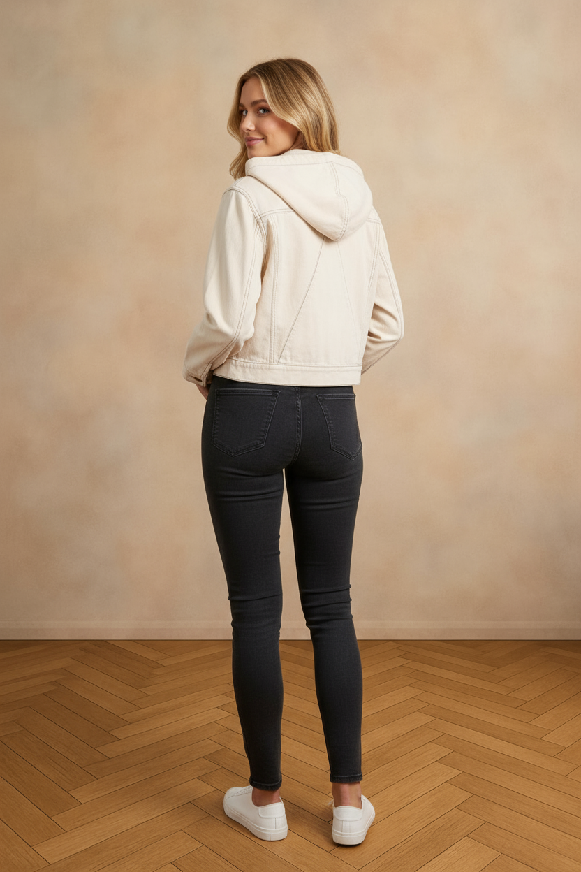 THE UNITY CROP HOODIE SOFT DEMIN JACKET