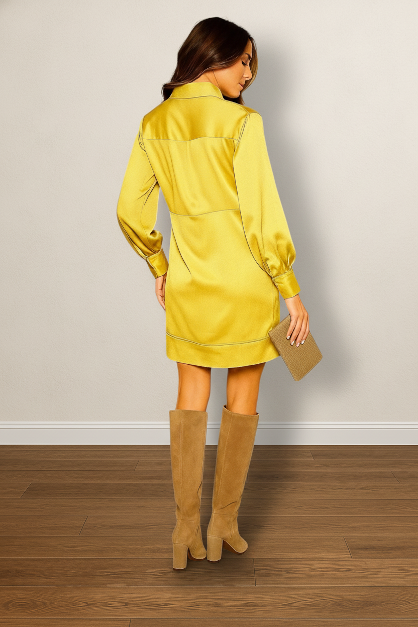 Golden Elegance Shirt Dress