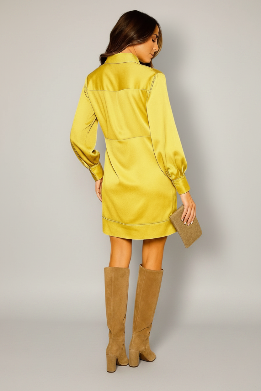 Golden Elegance Shirt Dress