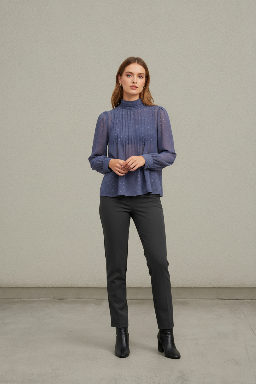 Lustre Highneck Shimmer Blouse