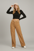 Caramel high-waisted wide-leg cargo pants