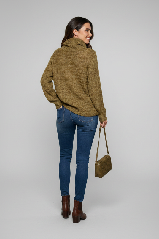 Olivewood Haven Cowl Neck Pullover Sweater