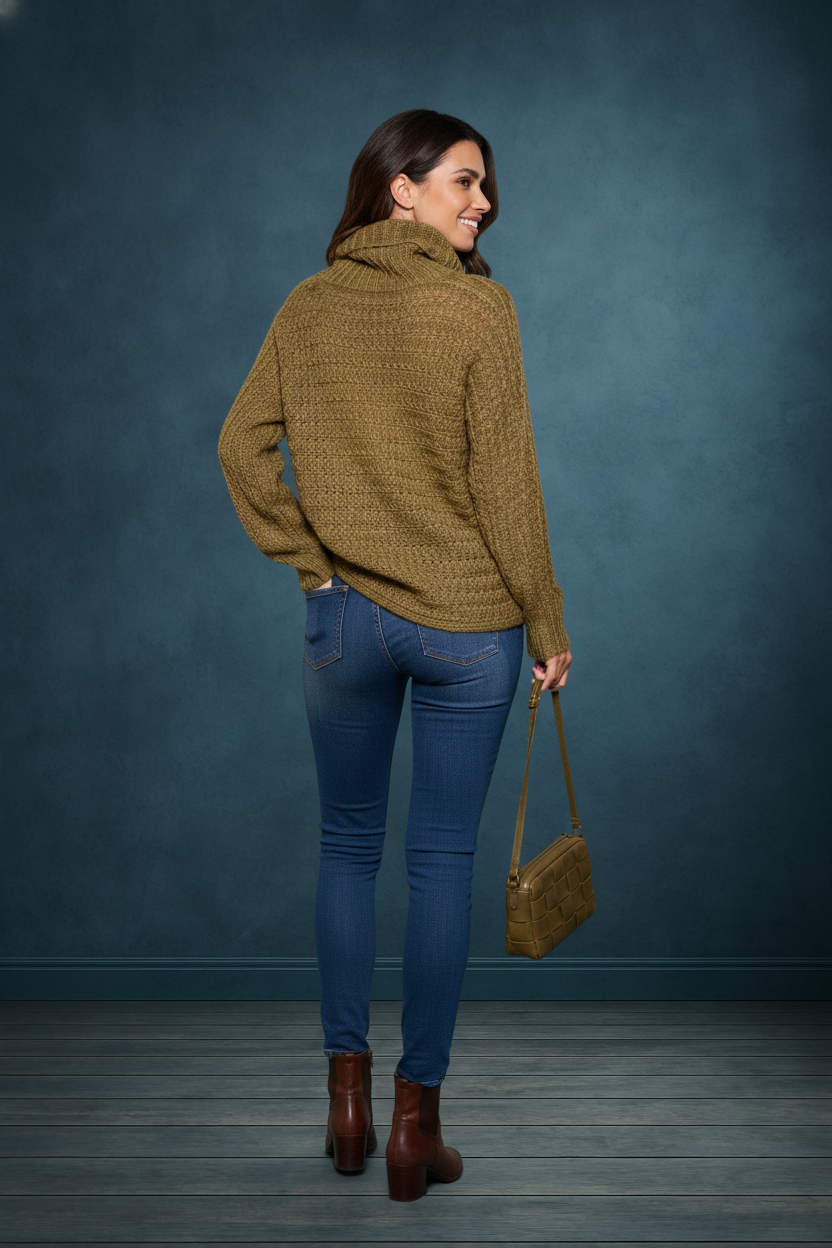 Olivewood Haven Cowl Neck Pullover Sweater